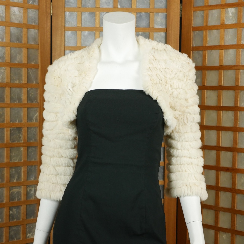 BCBGMaxAzria Fur Shrug Cardigan Cream Size Small